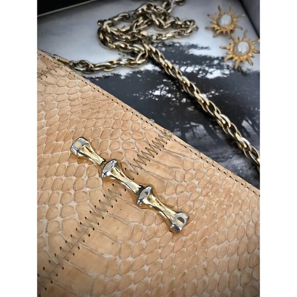 Genuine Snake skin crossbody bag by Jane Shilton in cream, 30's style - Picture 3 of 6